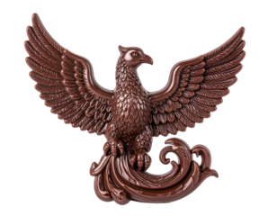 Intricate Brown Phoenix Sculpture on Transparent Background