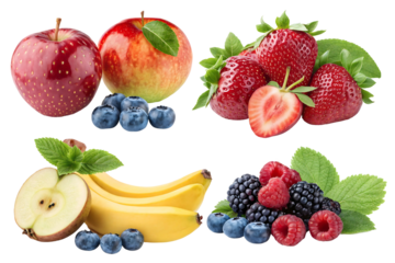 Fresh and colorful assortment of fruits featuring apples strawberries bananas and berries