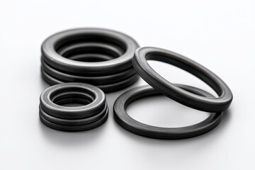 Fototapeta premium A collection of rubber seals for secure connections in automotive marine and aviation sectors
