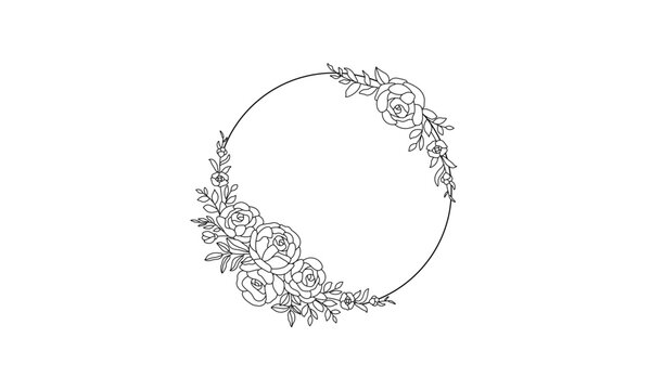 Hand Drawn Flower Wreath Vector