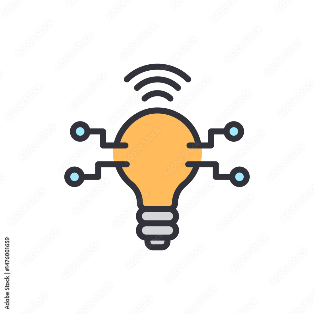 Poster illuminating innovation lightbulb symbolizing connectivity and network