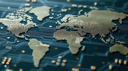 Global connectivity depicted on a circuit board.