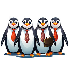 Fototapeta premium Adorable Penguin Business Team: Teamwork, Success, and Collaboration