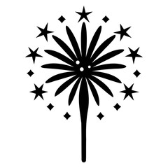 Simple fireworks vector silhouette on transparent background for celebration graphics