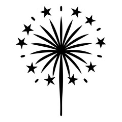 Simple fireworks vector silhouette on transparent background for celebration graphics