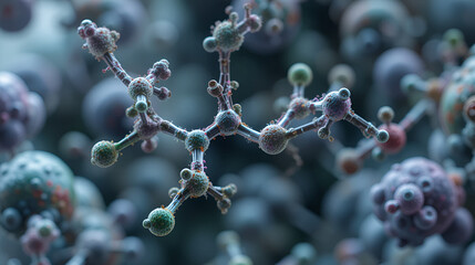 Djenkolic acid molecule. Toxic amino acid found in djenkol beans. 3D rendering.