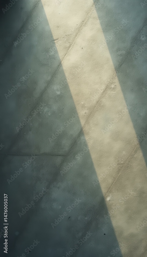 Poster Concrete wall illuminated by a diagonal ray of light creating a texture-rich abstract background