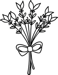 Bouquet of Flowers line art in white background