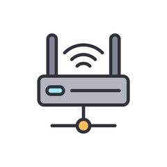 Stylized Router Illustration With Connection Signal On Transparent Layout