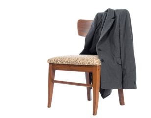 Gray Tweed Jacket on Wooden Chair