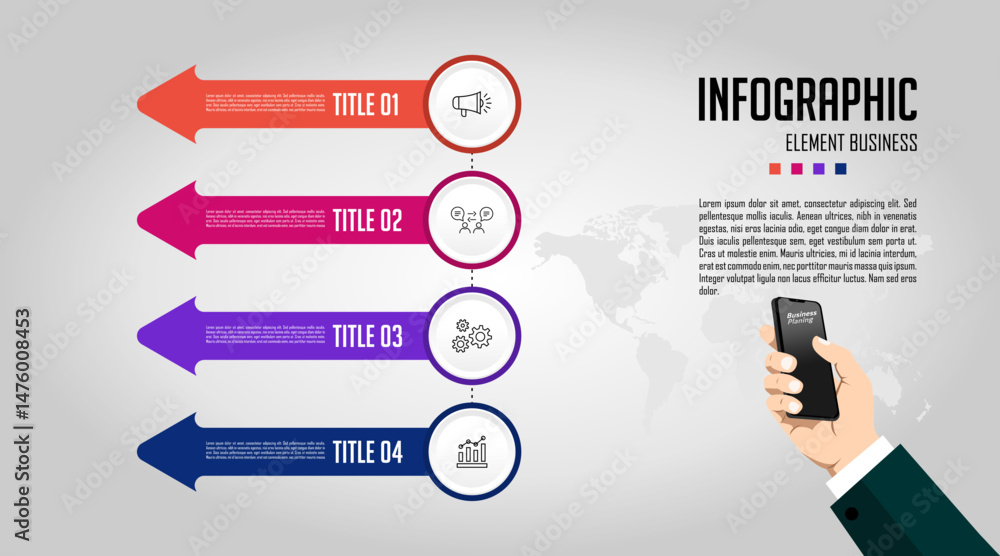 Poster modern web design template with vector infographics options banner for business login form