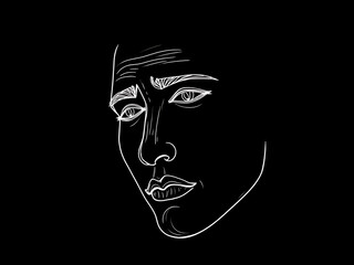 Thoughtful Line Portrait