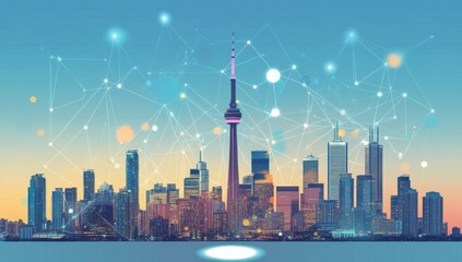 Obraz premium Connected City Skyline