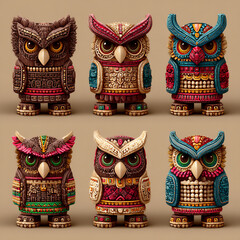 Fototapeta premium tiki-inspired totems from different cultures