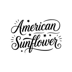 American Sunflower. 4th July Vector Design Isolated on White Background