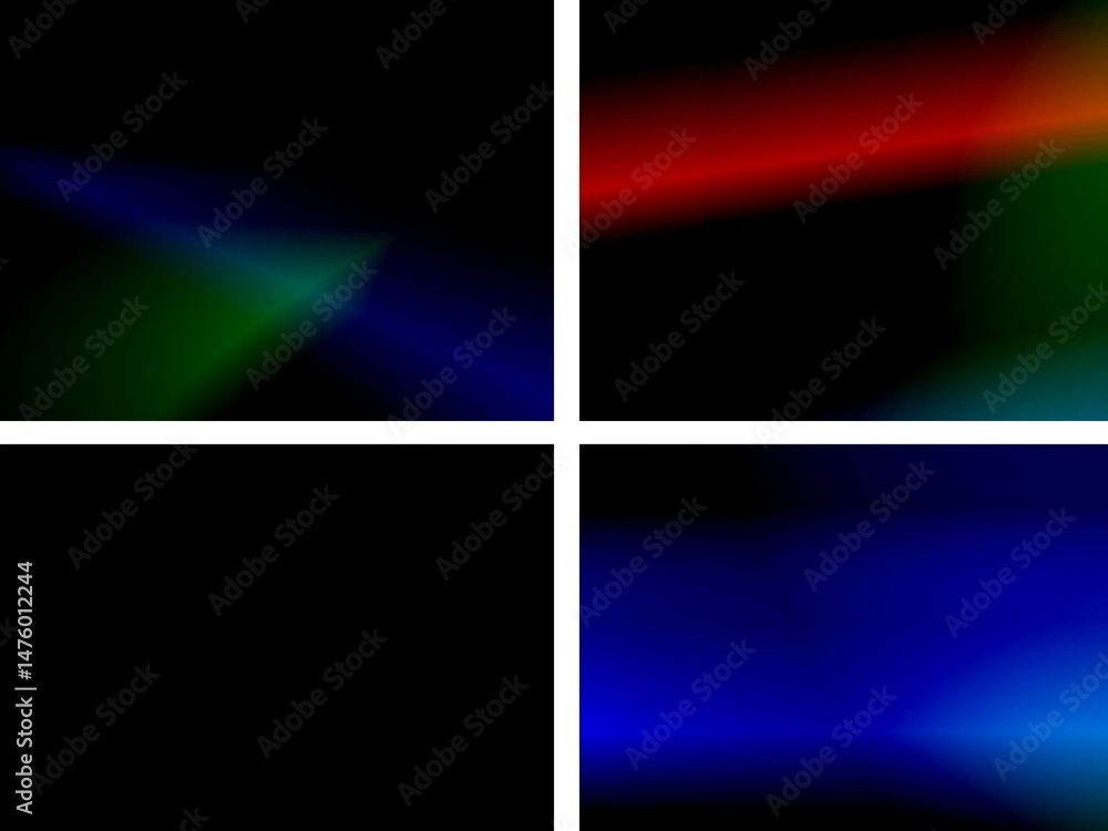 Poster abstract four-panel dark with colored accents, contrasting, creating a dynamic display, for varied d