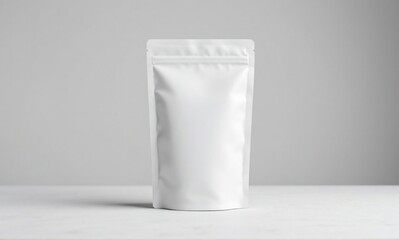 White pouch on professional studio. Clean and commercial setup ideal for packaging mockups or food branding use.
