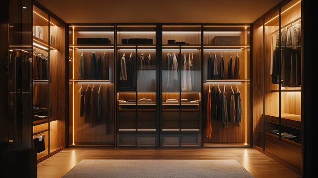 Luxury interior illuminated shelves