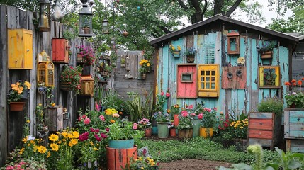 Obraz premium Colorful garden hut