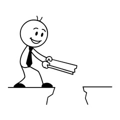 Building a bridge over gap — symbol of problem-solving