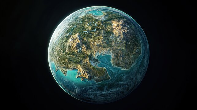 Detailed illustration of a fictional planet.