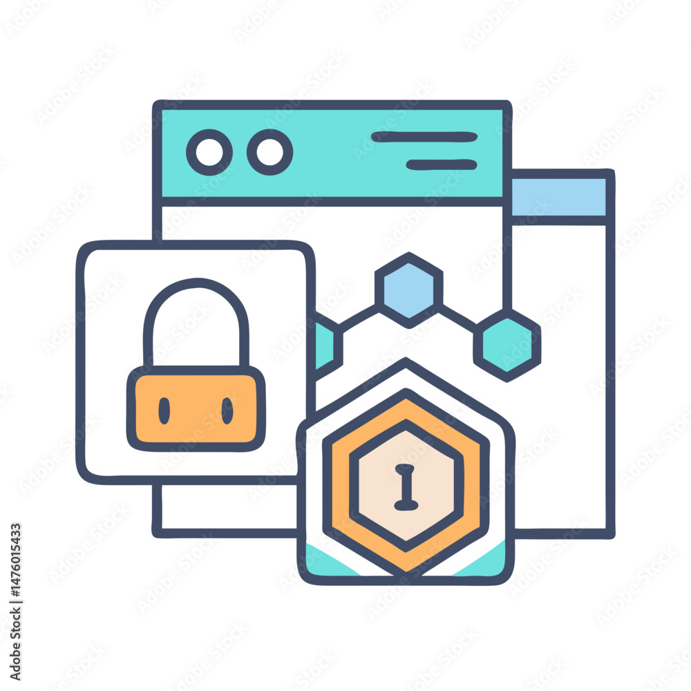 Poster abstract digital security concept featuring a padlock and number one