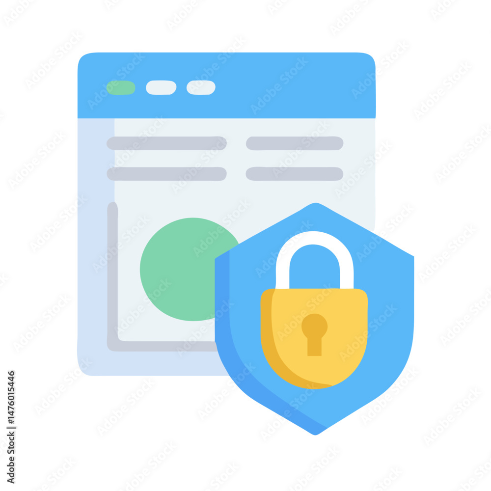 Poster website security icon showing padlock and shield symbol protection