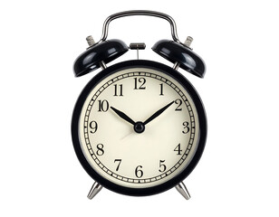 Black and White Alarm Clock on Transparent Background