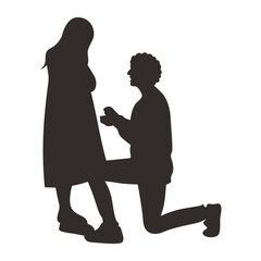 Romance Couple Silhouette. Isolated on White Background. Vector Illustration.