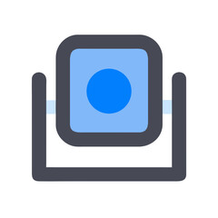 Abstract blue table spotlight illuminating empty black background scene