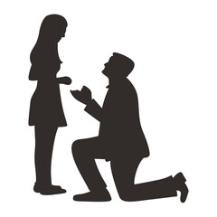 Romance Couple Silhouette. Isolated on White Background. Vector Illustration.