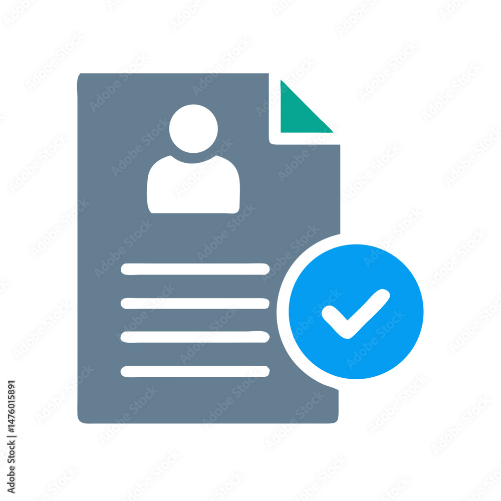 Poster application document with checkmark icon signifying approval process