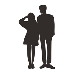 Romance Couple Silhouette. Isolated on White Background. Vector Illustration.