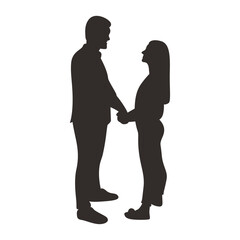 Romance Couple Silhouette. Isolated on White Background. Vector Illustration.