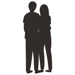 Romance Couple Silhouette. Isolated on White Background. Vector Illustration.