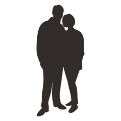 Romance Couple Silhouette. Isolated on White Background. Vector Illustration.