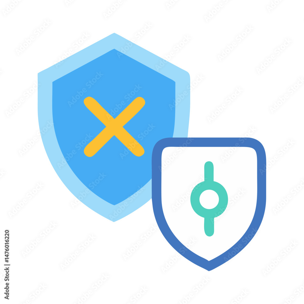 Poster security shields showing vulnerability and protection flat vector illustration