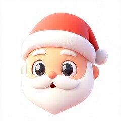 Adorable Cartoon Santa Claus Head Festive Cheerful Expression