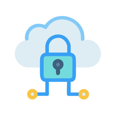 Secured cloud data storage with a lock icon graphic