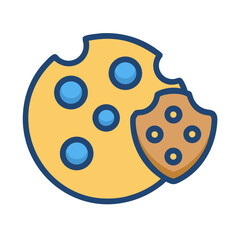 Bitten chocolate chip cookie with missing piece vector illustration