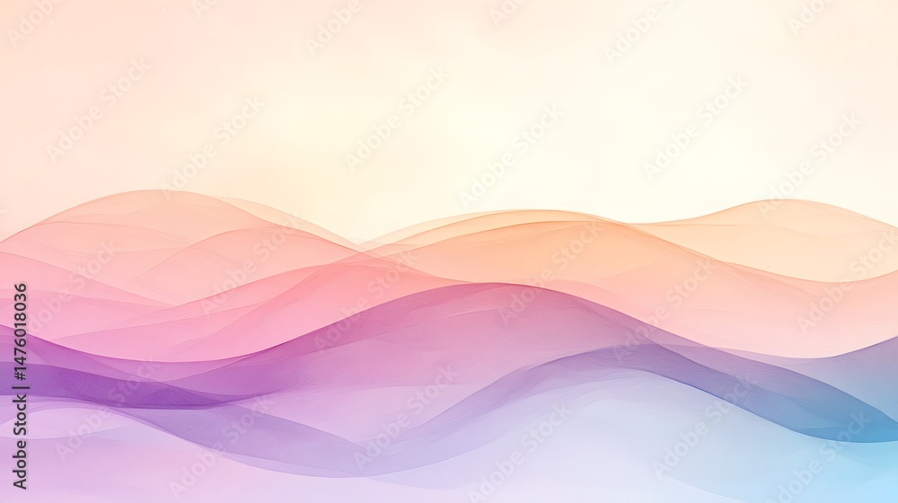 Aufkleber soft pastel gradient blending into abstract wave curve