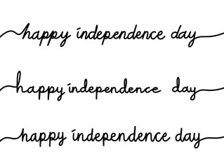 Handwritten Independence Day Typography. Minimalist Holiday Handwriting Design. Independence Day Continuous Line Lettering. Modern Calligraphy Holiday Message.