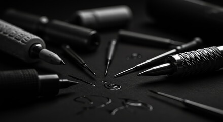 Tattoo Machine Needles in Black and White