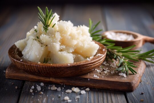 Brandade of salt cod on wood backdrop