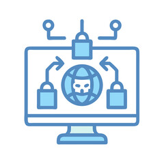 Cyber security network protection global hacking concept illustration
