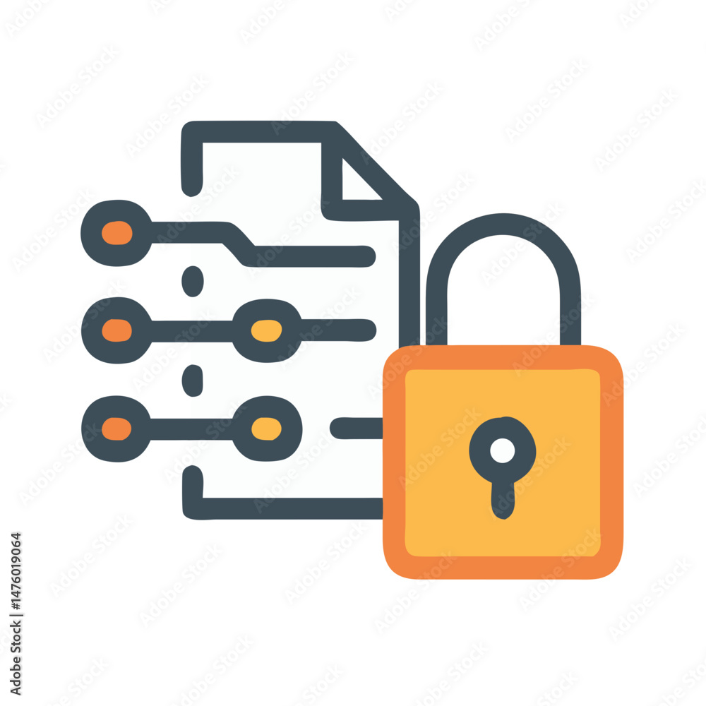 Poster data protection with a secure and digital padlock icon