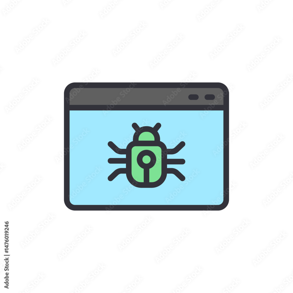 Poster bug infestation on digital interface representing online security threats