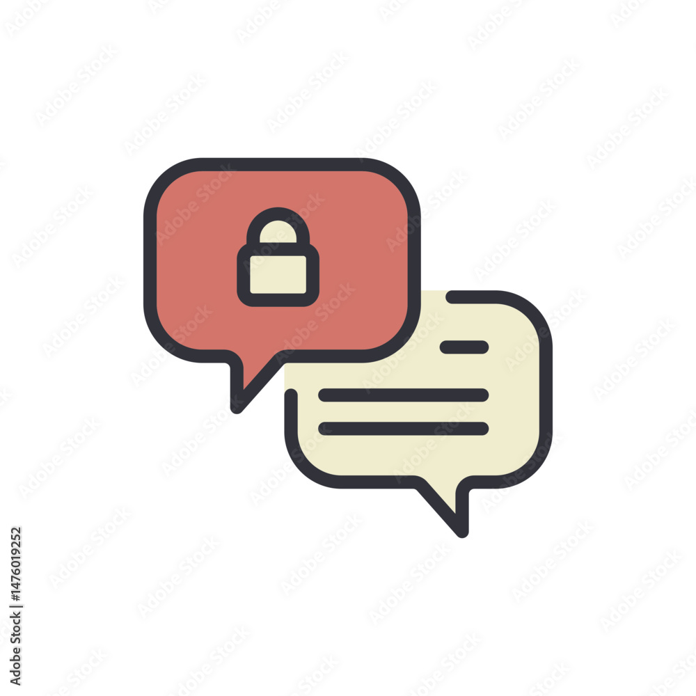 Poster secure communication via chat bubbles with padlock symbol design