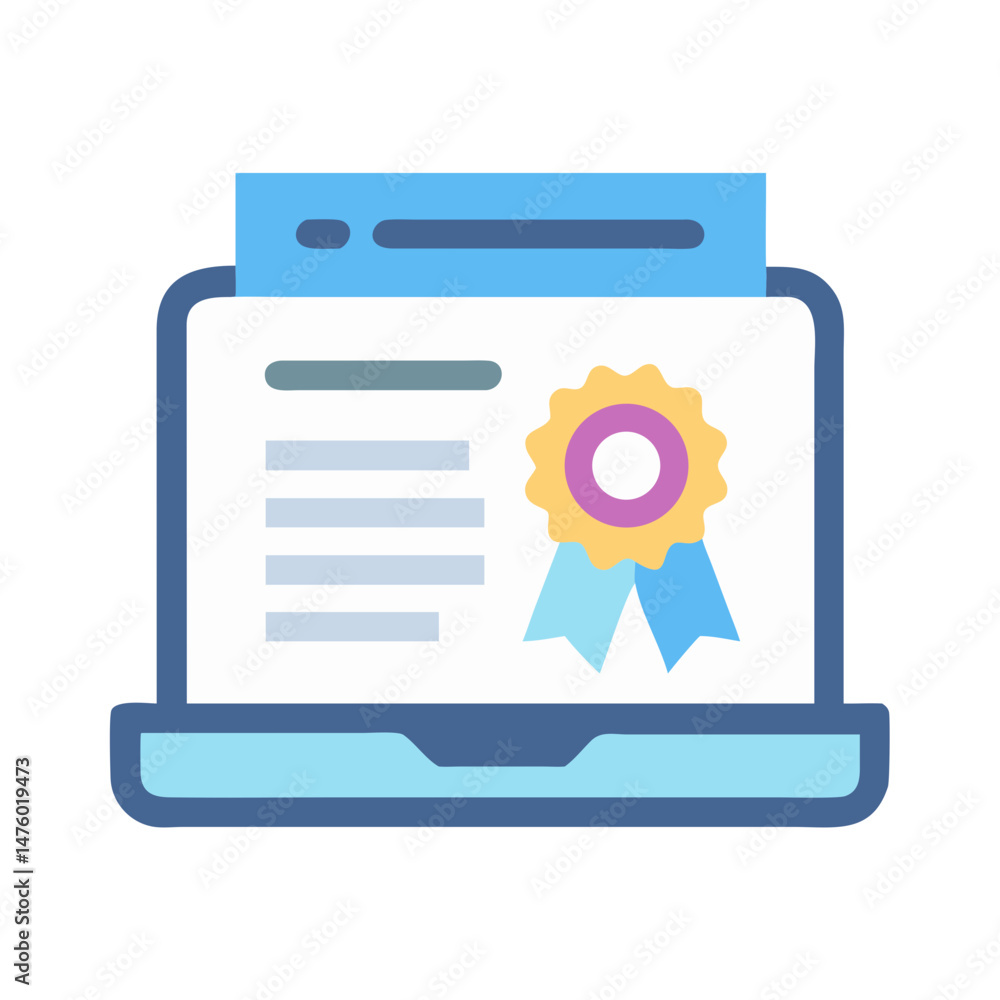 Poster online certification program badge displayed on a laptop screen