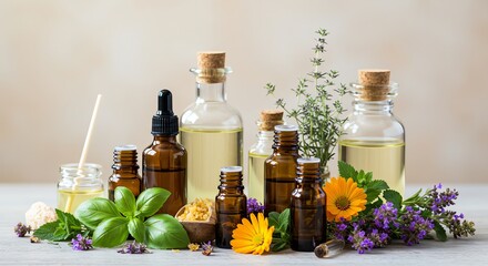 Essential Oils and Herbs Still Life